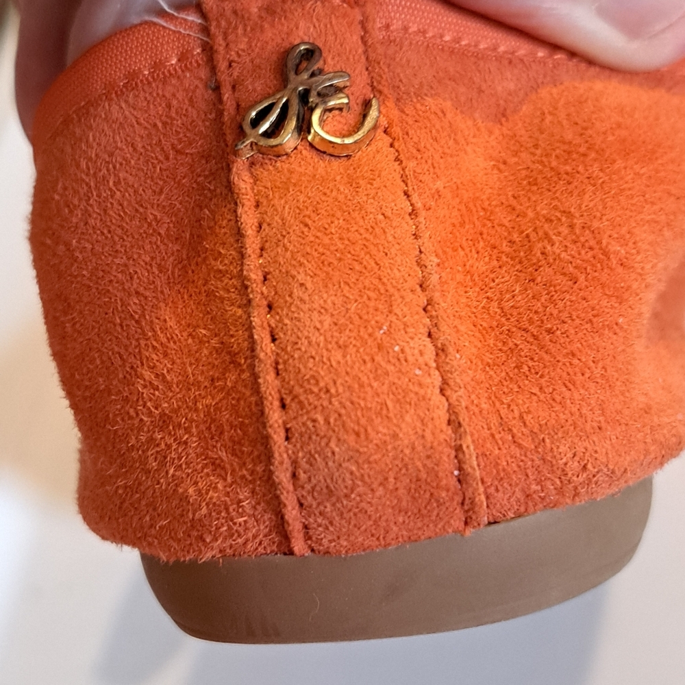 Sam Edelman Emma Orange Suede Ballet Flats - Bow Detail - Great Condition! 6M - Picture 8 of 11